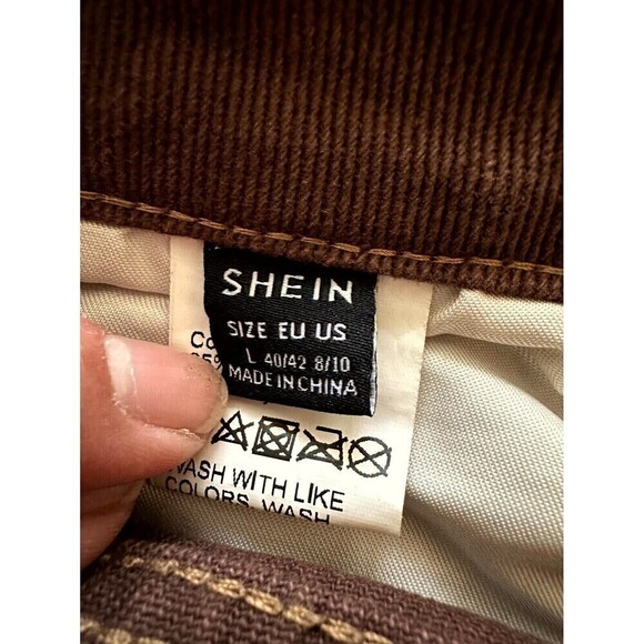 SHEIN Two Tone High Waisted Straight Jeans Womens Size L Fringe Raw Hem - Picture 8 of 16